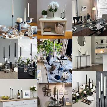 FRTIM Black Candlestick Holders Set of 3, Black Taper Candle Holders, Farmhouse Dining Mantle Fireplace Modern Table Centerpieces Decorative Fits 3/4 Inch Candles & Led