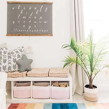 OrganiHaus Set of 3 Pink Woven Baskets for Organizing, Cotton Rope Basket for Decor, Shoe Basket Organizers & Storage, Decorative Storage Baskets & Bins, Cute Storage Basket for Toys & Cloths