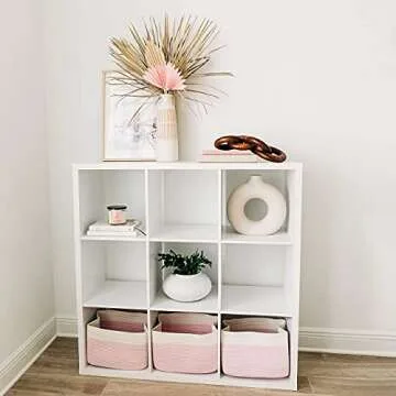 OrganiHaus Set of 3 Pink Woven Baskets for Organizing, Cotton Rope Basket for Decor, Shoe Basket Organizers & Storage, Decorative Storage Baskets & Bins, Cute Storage Basket for Toys & Cloths