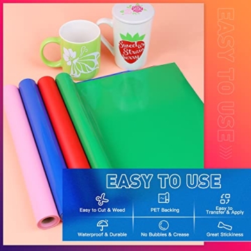 HTVRONT Pink Permanent Vinyl for Cricut 12" x 11 FT Rolls