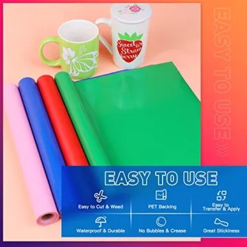 HTVRONT Pink Permanent Vinyl for Cricut 12" x 11 FT Rolls