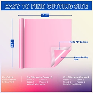 HTVRONT Pink Permanent Vinyl for Cricut 12" x 11 FT Rolls