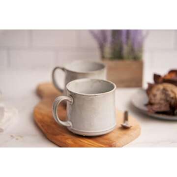 KooK Elegant Coffee Mugs, 15 oz Glazed Set of 2