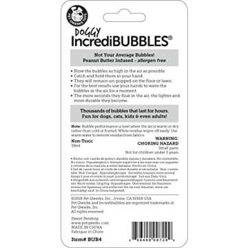 Pet Qwerks Incredibubbles Interactive Pet Toys - Long Lasting Edible Bubbles for Dogs & Cats - Peanu...