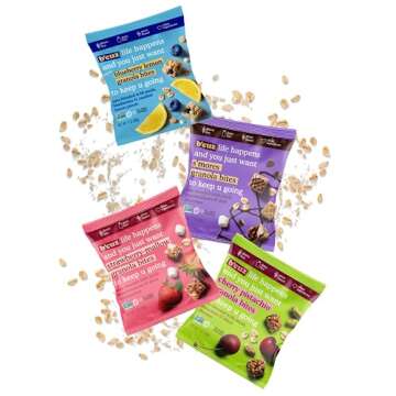 B'CUZ Granola Bites Variety Pack - Gluten Free, Healthy, Dairy Free, Vegan Snacks - 8 Count