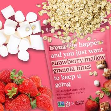 B'CUZ Granola Bites Variety Pack - Gluten Free, Healthy, Dairy Free, Vegan Snacks - 8 Count