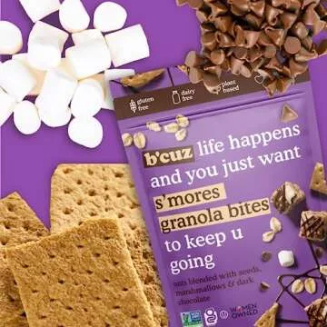 B'CUZ Granola Bites Variety Pack - Gluten Free, Healthy, Dairy Free, Vegan Snacks - 8 Count
