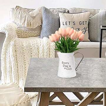 10 Pcs Pink Tulips Artificial Flowers Real Touch Fake Tulips Fake Flowers for Mother's Day 13.5" Faux Tulips Faux Flowers Bulk Artificial Tulips Flowers for Vase Centerpieces Home Wedding Bouquet