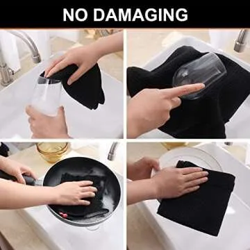 Homaxy 100% Cotton Waffle Weave Kitchen Towels, 13 x 28 Inches Super Absorbent and Machine Washable Dish Towels for Drying Dishes, 4-Packs, Black