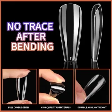 Teenitor Clear Coffin Nail Tips - 600 Pcs Nail Set