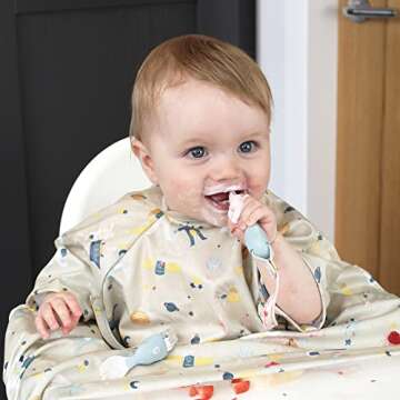 BIBaDO - Short Sleeve Baby Bibs - Babies & Toddlers 6-36 Months - Coverall Baby Led Weaning Bib - Ea...