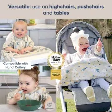 BIBaDO - Short Sleeve Baby Bibs - Babies & Toddlers 6-36 Months - Coverall Baby Led Weaning Bib - Easy Wipe, Soft, Waterproof (Cosmic Companions)