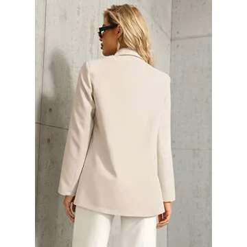 Women's Work Casual Oversized Blazers Long Sleeve Open Front Office Business Jackets Beige Pink