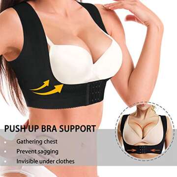 BRABIC Chest Up Shapewear for Women Tops Back Support Posture Corrector Under Clothes (Black, 2XL)