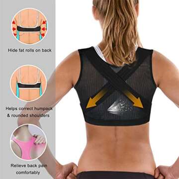 BRABIC Chest Up Shapewear for Women Tops Back Support Posture Corrector Under Clothes (Black, 2XL)
