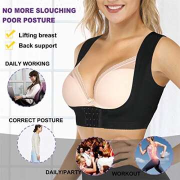 BRABIC Chest Up Shapewear for Women Tops Back Support Posture Corrector Under Clothes (Black, 2XL)