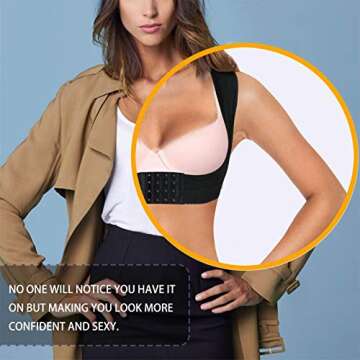 BRABIC Chest Up Shapewear for Women Tops Back Support Posture Corrector Under Clothes (Black, 2XL)