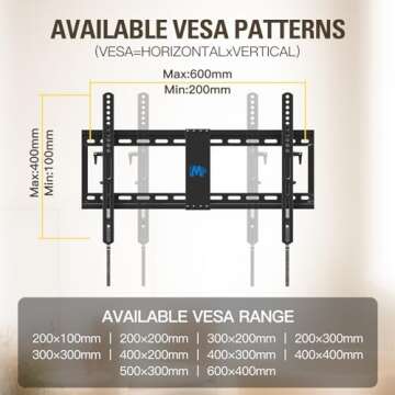 Mounting Dream TV Wall Mount, UL Listed Advanced TV Bracket for Most 42-90 Inches TVs with Full Tilt Extension up to 7 Inches, Fits 16, 18, 24 Inches Studs, Max VESA 600x400mm and 120Lbs, MD2104