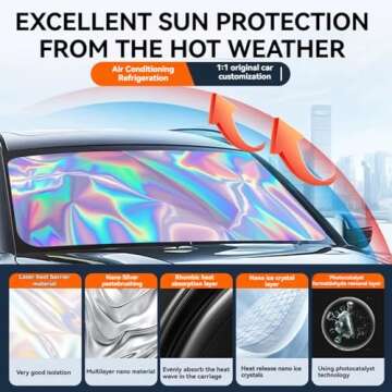 for Toyota Highlander Windshield Sun Shade - Foldable Windshield Cover Sun Shade Highlander 2001-202...