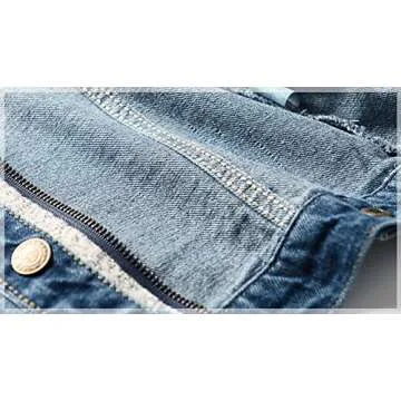 LJYH Boys', Girls' Basic Denim Trucker Jackets Children Fall Hoodies Trendy Jeans Coats 11/12yrs 150cm