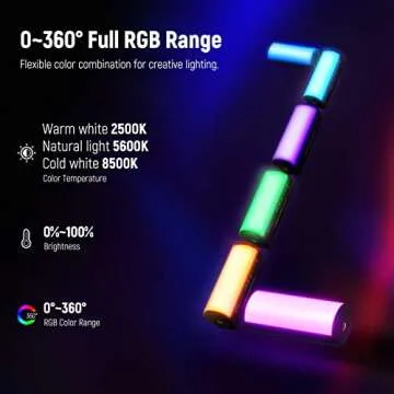 NEEWER Basic Magnetic Handheld Light Wand, 360° Full RGB Mini LED Video Light Stick, 2500mAh Batter...
