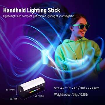 NEEWER Basic Magnetic Handheld Light Wand, 360° Full RGB Mini LED Video Light Stick, 2500mAh Battery, 2500-8500K Dimmable Camera Tube Light for Studio Photography TikTok YouTube Vlog, TL96RGB