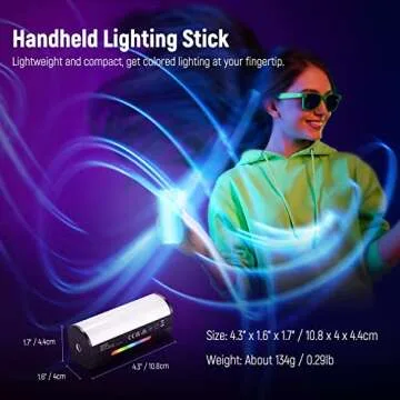 NEEWER Basic Magnetic Handheld Light Wand, 360° Full RGB Mini LED Video Light Stick, 2500mAh Battery, 2500-8500K Dimmable Camera Tube Light for Studio Photography TikTok YouTube Vlog, TL96RGB