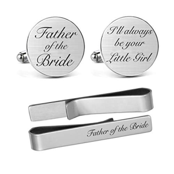 MUEEU Father of the Bride Cufflinks Keepsake Gifts Cuff links Mens Engraved Cufflinks for Men Cuffli...