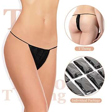 Geyoga 100 Pieces Disposable Nonwoven Thong Panties Women's Disposable Spa Underwear Individually Pa...