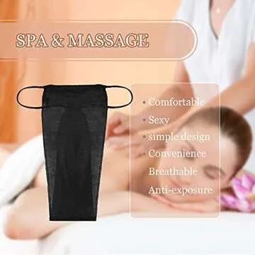 Geyoga 100 Pieces Disposable Nonwoven Thong Panties Women's Disposable Spa Underwear Individually Pack for Spray Tanning Black