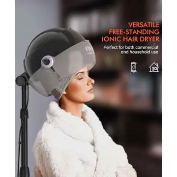 TASALON Ionic Hooded Hair Dryer - 1875W Bonnet Dryer with 3 Temperature Settings - Portable Standing Dryer for Home and Salon