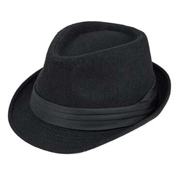Unisex Classic Manhattan-Gangster-Fedora-Hat Short-Brim Trilby Hat - Women Men Wool Felt Winter Stru...