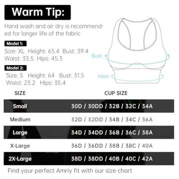 AMRIY Racerback Sports Bras for Women Medium Support Padded Bra Supportive Compression Seamless Women's Sports Wireless Bra Black White,L