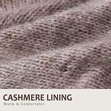 NOVBJECT Leather Gloves for Women Italian Lambskin Leather Winter Genuine Warm Cashmere Knitted Lini...