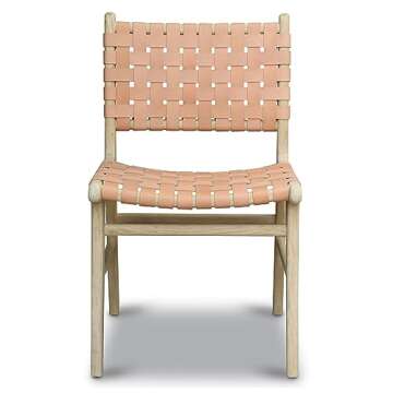 Stylish POLY & BARK Teak and Leather Dining Chair