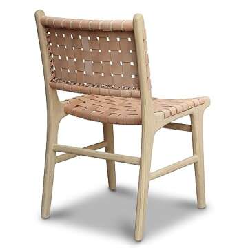 Stylish POLY & BARK Teak and Leather Dining Chair