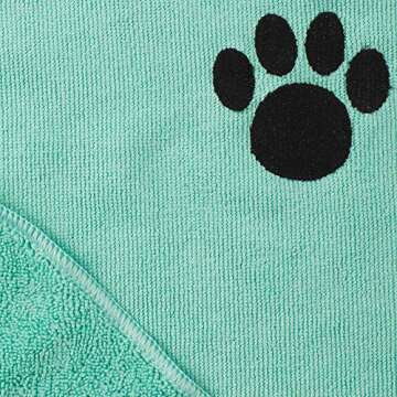 Bone Dry Pet Grooming Towel Collection Embroidered Absorbent Microfiber Drying Set, 15x30, Aqua, 3 C...