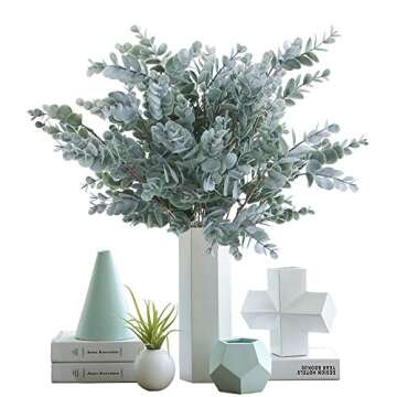 OUTLEE 3 Pack of Artificial Eucalyptus Stem Shrub Faux Eucalyptus Leaves Spray Artificial Greenery Stems Fake Silver Dollar Branches Plants for Home Wedding Decor 17.7" Tall
