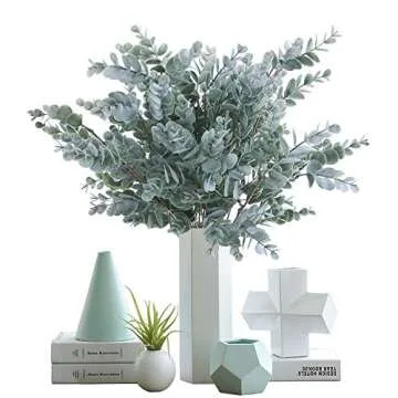 OUTLEE 3 Pack of Artificial Eucalyptus Stem Shrub Faux Eucalyptus Leaves Spray Artificial Greenery Stems Fake Silver Dollar Branches Plants for Home Wedding Decor 17.7" Tall