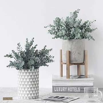 OUTLEE 3 Pack of Artificial Eucalyptus Stem Shrub Faux Eucalyptus Leaves Spray Artificial Greenery Stems Fake Silver Dollar Branches Plants for Home Wedding Decor 17.7" Tall
