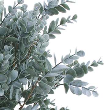 OUTLEE 3 Pack of Artificial Eucalyptus Stem Shrub Faux Eucalyptus Leaves Spray Artificial Greenery Stems Fake Silver Dollar Branches Plants for Home Wedding Decor 17.7" Tall