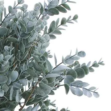 OUTLEE 3 Pack of Artificial Eucalyptus Stem Shrub Faux Eucalyptus Leaves Spray Artificial Greenery Stems Fake Silver Dollar Branches Plants for Home Wedding Decor 17.7" Tall