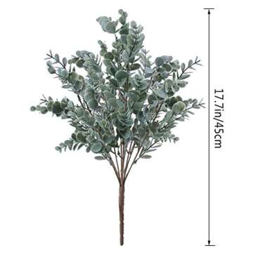 OUTLEE 3 Pack of Artificial Eucalyptus Stem Shrub Faux Eucalyptus Leaves Spray Artificial Greenery Stems Fake Silver Dollar Branches Plants for Home Wedding Decor 17.7" Tall