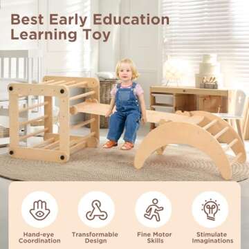 Dripex Deformable Pikler Triangle Set, Sturdy Climbing Toys for Toddlers 1-3 Inside, Large Indoor Playground Jungle Gym with Over 20 Playing Modes, Premium Early Learning Toddler Climbing Toys Indoor