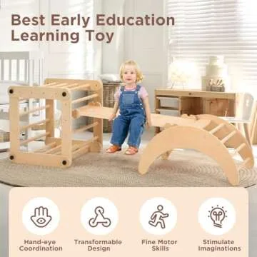 Dripex Deformable Pikler Triangle Set, Sturdy Climbing Toys for Toddlers 1-3 Inside, Large Indoor Playground Jungle Gym with Over 20 Playing Modes, Premium Early Learning Toddler Climbing Toys Indoor