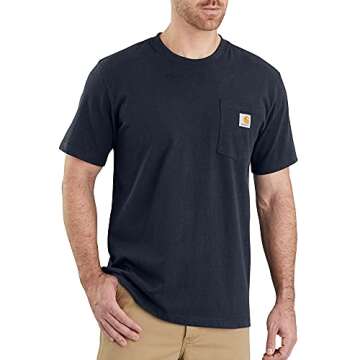 Carhartt Men's Relaxed Fit Heavyweight T-Shirt, Navy, Medium