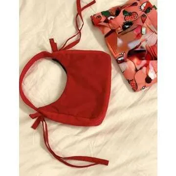 Cute Purses Small Shoulder Bag for Women Y2k Purse Crescent Bag Bow Purse Red Purse Coquette Purse Y2k Accessories (Red,One Size)