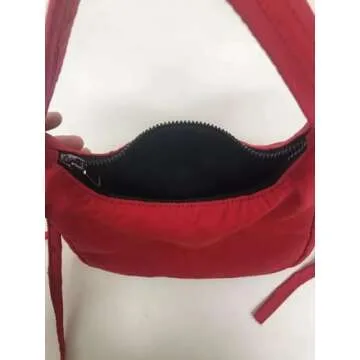 Cute Purses Small Shoulder Bag for Women Y2k Purse Crescent Bag Bow Purse Red Purse Coquette Purse Y2k Accessories (Red,One Size)