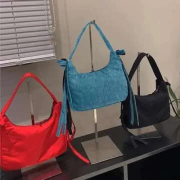 Cute Purses Small Shoulder Bag for Women Y2k Purse Crescent Bag Bow Purse Red Purse Coquette Purse Y2k Accessories (Red,One Size)