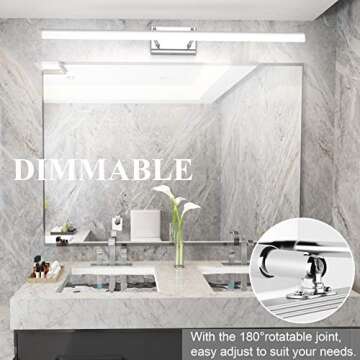 Aipsun 40in Dimmable Modern LED Vanity Lights for Bathroom Light Fixtures Over Mirror Chrome Modern Vanity Lighting(White Light)